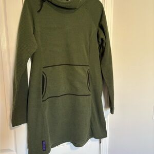 Women’s Melanzana Grid Fleece Hooded Dress XL Green Soft Hiking